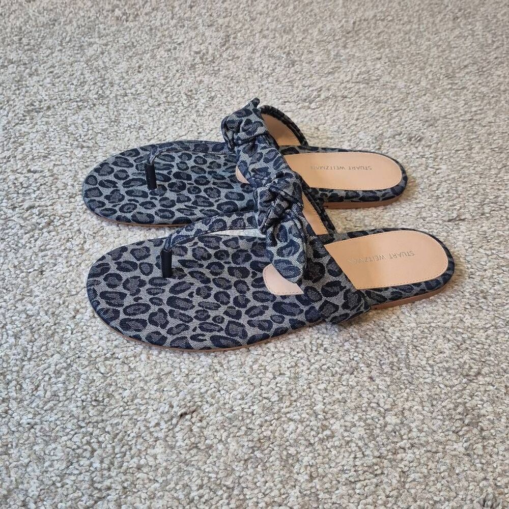 Stuart Weitzman Bandeau T-Strap Slide In Leopard … - image 2